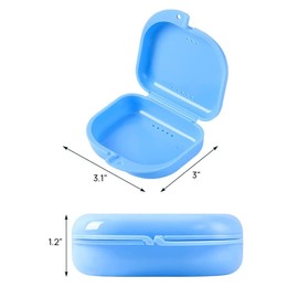 Retainer Case Portable Denture Box Teeth Mouth Tray for Slim Orthodontic Case for Mouth Guard, Braces,Dental Tray,Sports Dental Appliances,Bleaching Trays (Blue)