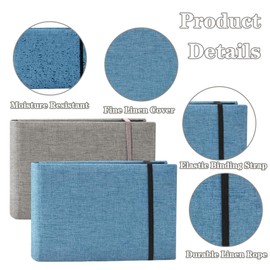 Small 6x4 Photo Albums Slip In, 2 PCS Photo Albums Hold Totally 200 Photos Pockets Mini Flip Photo Album Little Portable Memory Book with Linen Cover for Baby Wedding Holiday Family Birthday Travel