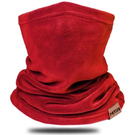 Neck Warmer Gaiter Winter Fleece Neck Cover Balaclava Windproof Face Cover Mask for Ski Motorcycle (Red, 1)