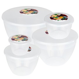 Just Pudding Basins Clear Space Saving Set of Plastic Steam Pudding Bowls and Lids 5 Popular Sizes Up to 3 Pints