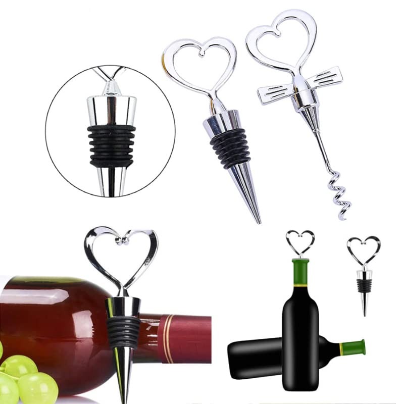 2 Pack Heart Wine Bottle Stopper, BetterJonny Stainless Steel Wine