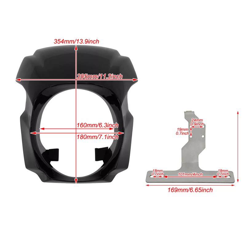 HDBUBALUS Front Headlight Gloss Black Fairing Cowl Cover For Harley