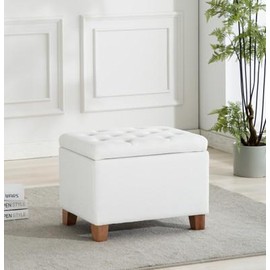 24" Tufted Storage Ottoman with Hinged Lid - Fabric: Gray