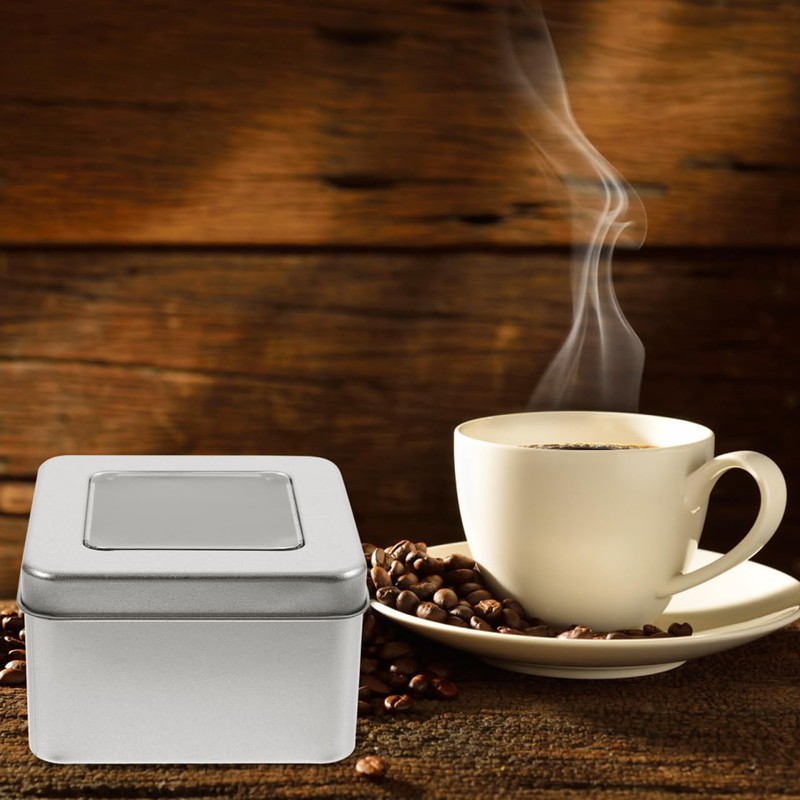 PACKOVE Small Metal Storage Box with Lid Square Silver Metal
