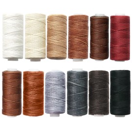 Aweisile Sewing Thread 12 Pieces Leather Thread Waxed Thread Leather Sewing Wax Thread Waxed Thread Leather Thread Set Leather Yarn Waxed for Leather Sewing DIY Crafts Leather Crafts 12 Colours 0.8 mm