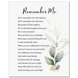 solindeco Remember Me Wall Art, Memorial Remembrance, Encouragement Gift for Pet, Sympathy Funeral Gift, Memorial Poem, Bereavement Gifts, Sympathy Poem, 8x10 inch - UNFRAMED