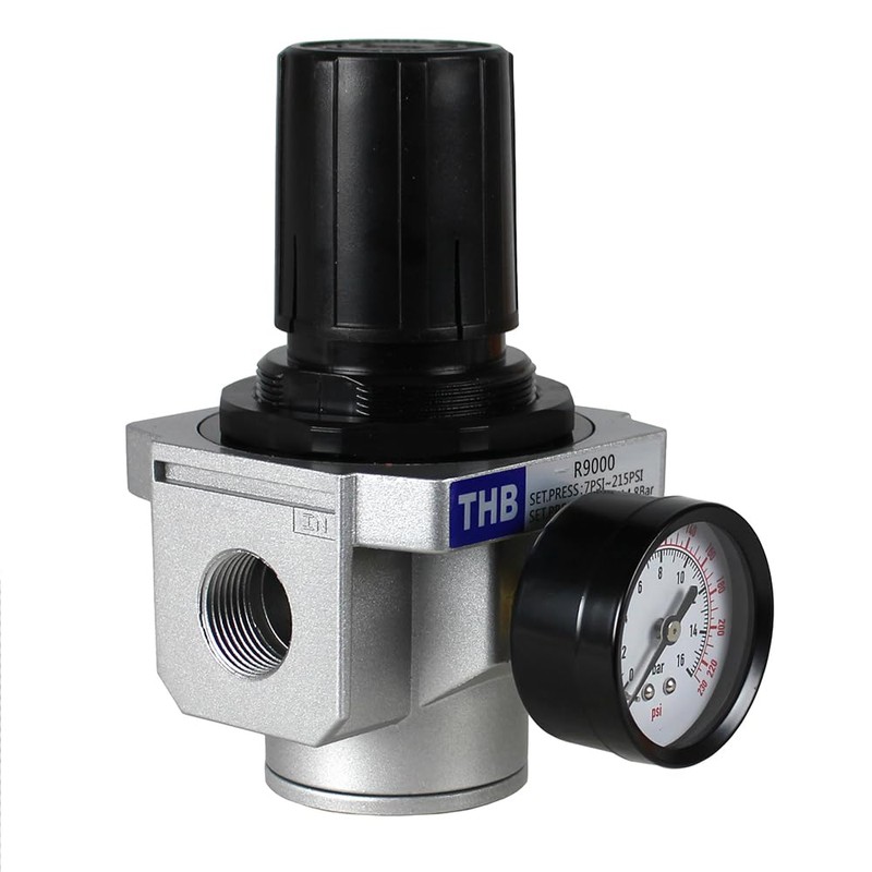 HEAVY DUTY IN-LINE COMPRESSED AIR PRESSURE REGULATOR FOR AIR COMPRESSOR,
