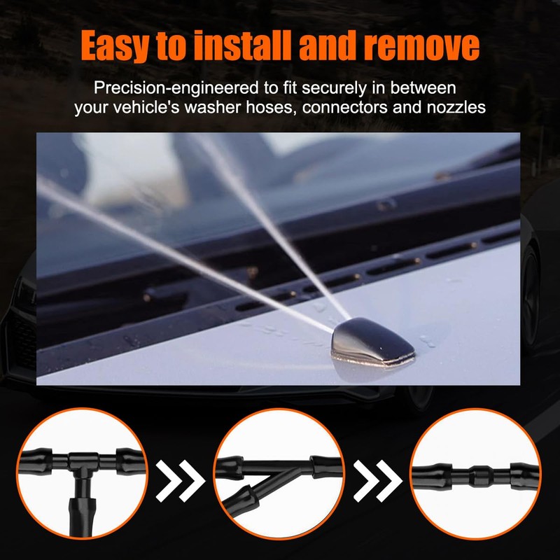 Ohleats 12PCS Windshield Washer Hose Kit, Rubber Wiper Fluid Tubing