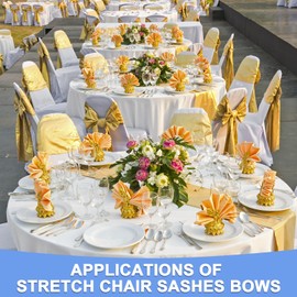 GLOKUUCA Stretch Chair Sashes Bows - 25 Pack Elastic Chair Bands Sashes Fits for Party Celebrations Graduations - Polyester Elastic Band - (14-inch x 5-inch, Burgundy)