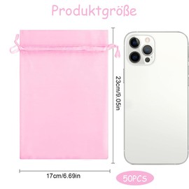 dogmoon Organza Bags with Drawstring, Pack of 50 17 x 23 cm Gift Wedding Bags, Organza Gift Jewellery Bag, Organza Jewellery Bag, Wedding Candy Bag for Wedding or Party (Pink)