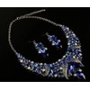 Qlavoca Rhinestone Crystal Rib Statement Necklace Earrings Charming Spark Chunky
