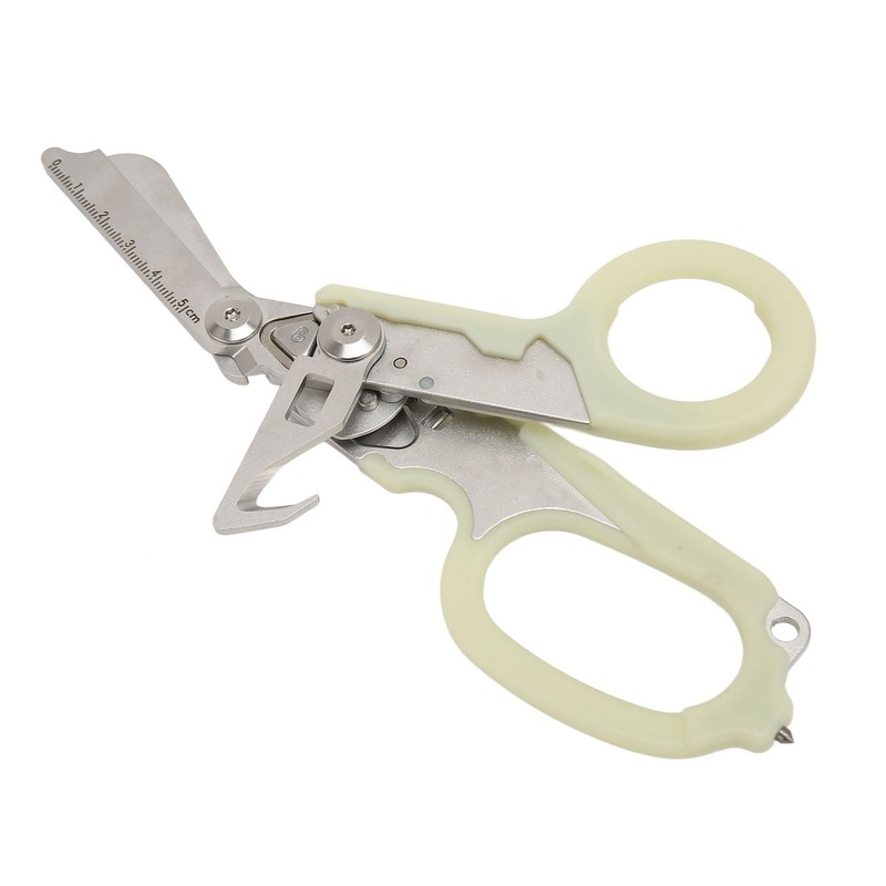 Emergency Response Shears Stainless Steel Luminous Multifunctional Foldable Scissors Pliers