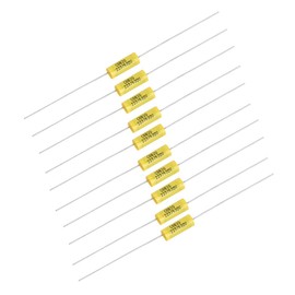 Polyester Film Capacitor, 10Pcs Axial Polyester Film Capacitor with Long Lead 0.022uF 630V for Radio Amplifier Electronic Component Cabinet Axial Polyester Film Capacitor