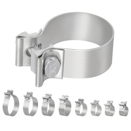 Swpeet 1Pc 2.3 Inches Exhaust Clamp Narrow Band, Stainless Steel, Silver, Universal Joint Exhaust Pipe Muffler Clamp Band Ideal for Exhaust System