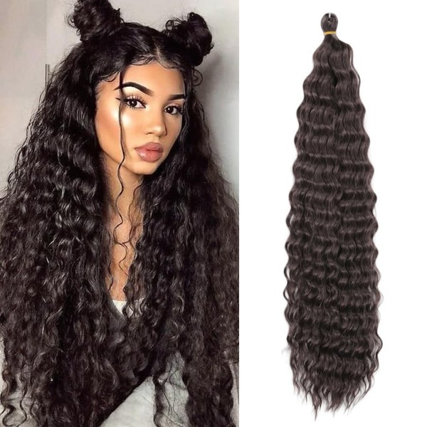 Dsoar 26 Inch 3 Packs Deep Twist Crochet Hair Ocean Wave Curly Bohemian Crochet Braids Deep Wave Hair Bundles Synthetic Hair Extensions for Women Girls
