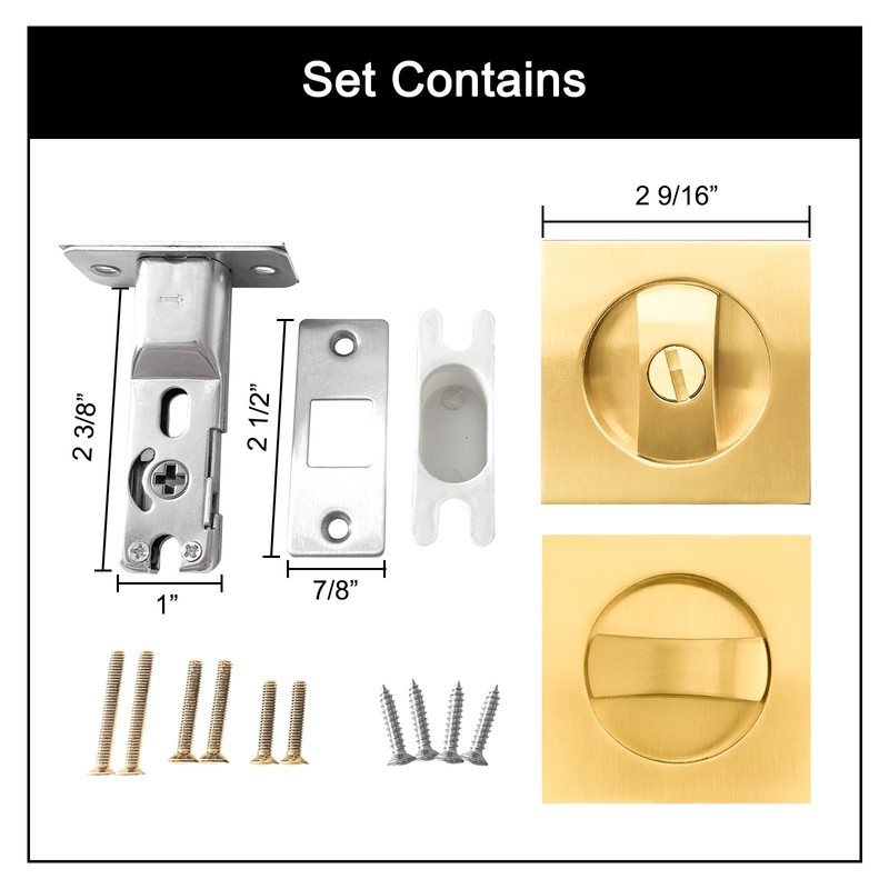 Pocket Door Lock,Privacy Door Hardware Suitable for Bathroom Bedroom etc