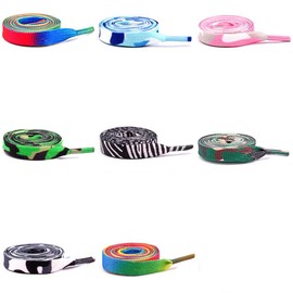 8 Pairs Children Adults Rainbow Shoelace Multi-Colors Flat Shoelaces for Sneakers (45 inch)