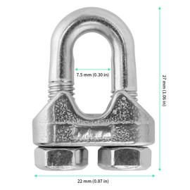 FUNSUEI 40 Pack M5 Stainless Steel Wire Rope Cable Clip, 3/16 Inch U Bolt Saddle Fastener, 304 Stainless Steel Wire Rope Clip U Shape Cable Clamp, Fits for 3/16 Inch Wire Rope