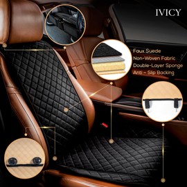 IVICY Faux Suede Car Seat Cover for Cars - Soft & Non-Slip - Front Car Seat Protector Covers for Most Automotive, Vans, SUVs, Trucks - 1 Unit - Black