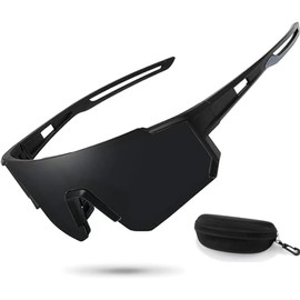 AOMZKOL Polarized Sports Sunglasses for Men Women,Driving Fishing Cycling Mountain Bike Sunglasses UV400 Protection (Matte Black Frame-gray Lens)