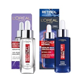 LOreal Paris Serum Facial Anti Arrugas Acido Hialuronico Revitalift  LOréal Paris Serum Facial Noche con Retinol Revitalift                           