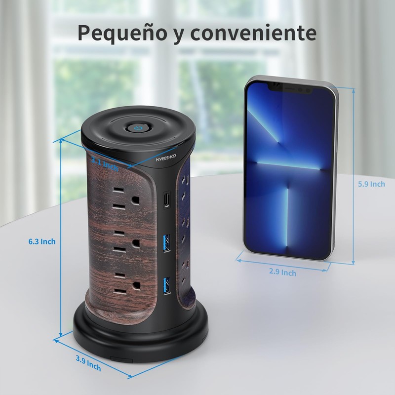NVEESHOX Regleta Multicontacto, Torre Multicontacto con 12 Tomas de CA