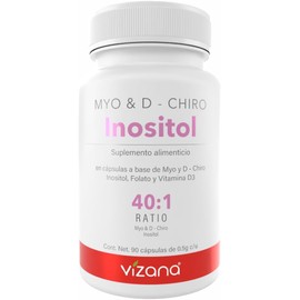 VIZANA NUTRITION Inositol Myo & D-chiro en Cápsulas HPMC Vegetarianas (90 Caps-500 mg) Adicionado con Folato y Vitamina D3