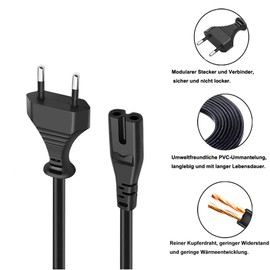 AC Power Cable Power Cable 2-Pin Replacement for HP Envy 6020e 6020 5030 6000 4520 6032e 5032 6432e 5535 5530 6420 Printer 2 Prong C7 Plug Power Cord