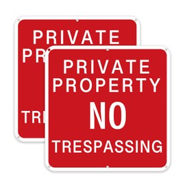 FHEGI 2-Pack Private Property No Trespassing Signs 12x12 Inch Rust Free Aluminum Easy To Read & Sturdy Keep Out Outdoor Metal Signs with Reflective Materials, Weatherproof, Indoor or Outdoor Use