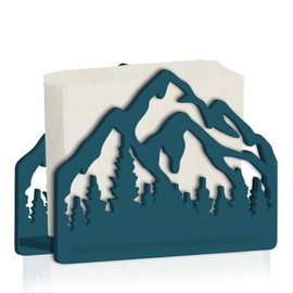 SUPERDANT Mountains and Forest Wooden Napkin Holder for Tables Wood Serviette Holders 3D Hollow Carving Cocktail Paper Tissue Dispenser Practical Decoration for Kitchen Countertop Dining Room Cafe