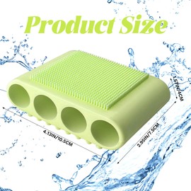 1PCS Silicone Body Scrubber Exfoliator- Bath Loofah & Sponges Alternative 4-Finger Non-Slip Grip Face & Scalp Scrubber for Sensitive Skin Body Brush for Men & Women (Yellow-Green)