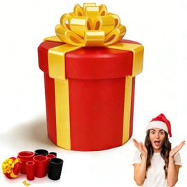 Prank Gift Box, Annoying Nested Screw Gift Box, 10 Layer The Annoying Present Box Money Puzzle Gift Box for Cash Gifts, Reusable Prank Gift Packaging for Birthday Christmas Fun Party Game (red-yellow)