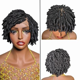 Forever Braids Glueless, Knotted Kinky Twist Cap Wig for Black Women (Black)