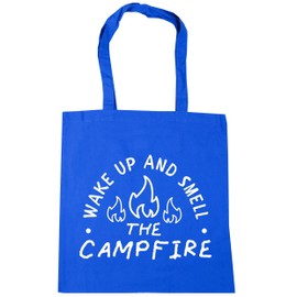 Hippowarehouse Wake Up And Smell The Campfire Tote Shopping Gym Beach Bag 42cm x38cm, 10 litres