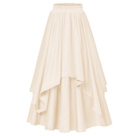 SCARLET DARKNESS Women's Medieval Skirt Long Elastic Waist Irregular Hem Renaissance Maxi Skirt, apricot, M