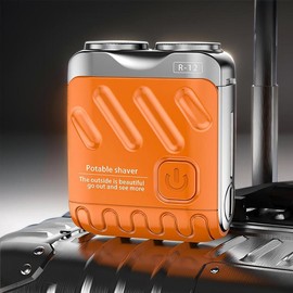 Portable Electric Shaver, Mini Shaver with Box, Portable Men's Electric Shaver for Car, Great for Travel, Daily Use, Christmas Gift - Color: Rust Orange, Specification: one-size