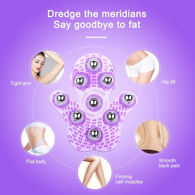 Body Massage Glove, Palm Shaped Massager Roller Ball Metal Rolling