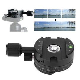Akozon Camera Panoramic Panning Base Aluminum Alloy Panorama Ball Tripod Head QJ‑01 360° Rotatable Panoramic Tripod Head with Scale Level for Arca Swiss Clamp