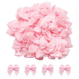 JAKOUE 1.5 Inch Light Pink Satin Bows (50 Pcs) – Pre-Tied Mini Bows for Gifts, Wedding Party Favors, DIY Crafts & Wrapping Decorations