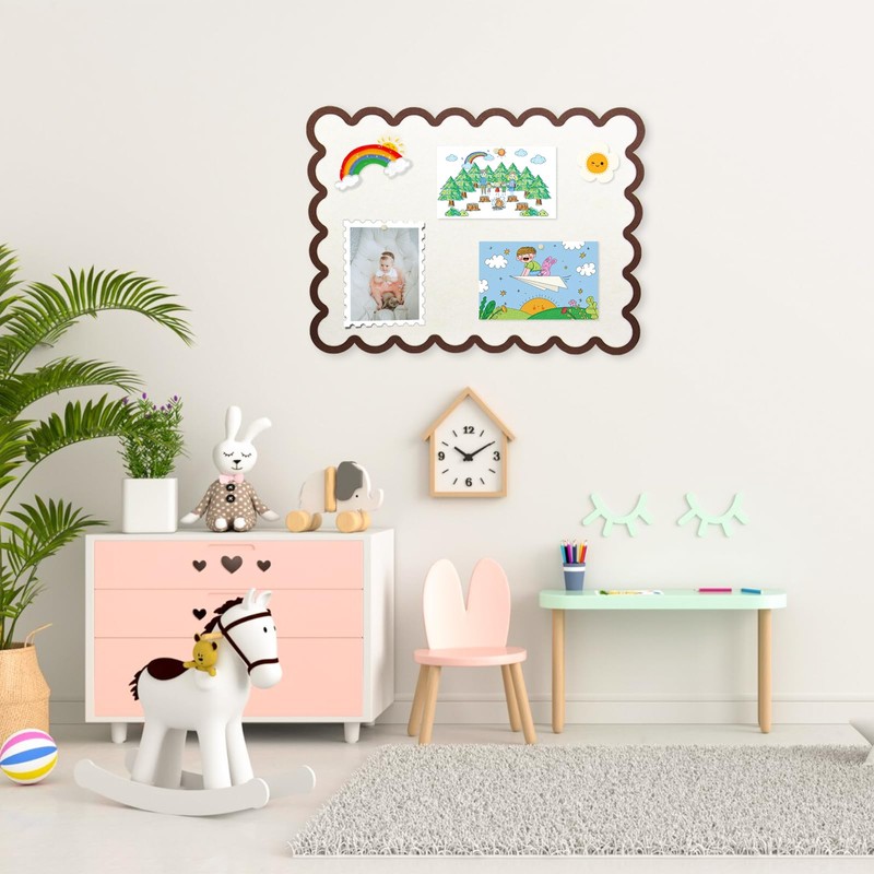 Aitakatta Scalloped Felt Bulletin Board, Self-Adhesive Cork Board Alternative, 31x24