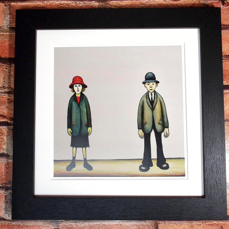 Greetingles Lowry-Style 12"/31cm Square Framed Print. Beautiful Black Ash Frame