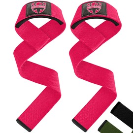 FIGHTSENSE Fitness Lifting Straps for Strength Training (Lifitng Straps) Weight Lifting Straps for Men Women, Neoprene Padded, Webbed Cotton Gym Wrist Strap (Fitness Straps) (Pink)