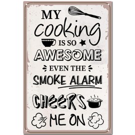 CREATCABIN Kitchen Quote Metal Tin Sign My Cooking Is So Awesome Vintage Retro Wall Mounted Decor Decoration Kitchen Signs Poster Plaque Kitchen Home Dinner Room Decor Gifts for Women 12x8 Inch