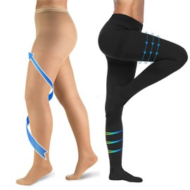 20-30 mmHg Women Compression Pantyhose,Closed Toe Medical Compression Stockings,Waist High Opaque Compression Tights for Varicose Veins,DVT,Graduated Compression Panty Hose for Teacher,2 Pairs-2XL