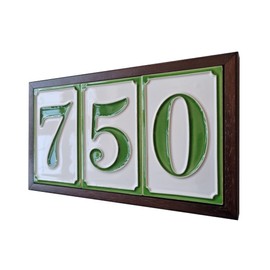 House Numbers Hand-painted Italian Ceramic Numbers Tiles Simple Green Design, Tile Size: 11cm x 7cm (Green Number 1)
