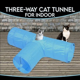 PetBuds 3-Way Collapsible Cat Tunnel Toy, Interactive Cat Tunnel for Indoor Cats, Kittens, Puppies, Small Pets (Black)