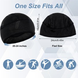 Ouligay 2 Packs Cooling Skull Caps for Men Women Mesh Breathable Skull Caps for Sports Lightweight Quick Dry Motorcycle Cycling Cap Helmet Hard Hat Liner Black