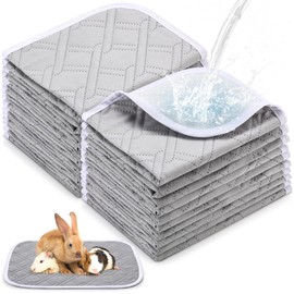 Locmeo 16 Pcs Washable Guinea Pig Pee Pads Bulk 12 x 16 Inch Guinea Pig Cage Liners Waterproof Reusable Anti Slip Rat Bedding Fast Absorbent Pee Pad for Small Animals Rabbit Hamster Rat