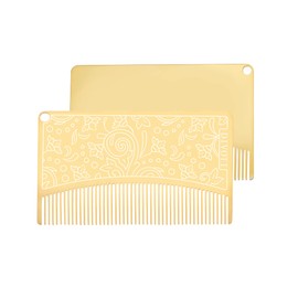 Divoti Surgical Stainless Steel Credit Card Size Wallet Comb Perfect for Wallet & Pocket – Compact & Durable Hair & Beard Comb – EDC Comb - PVD Gold Filigree