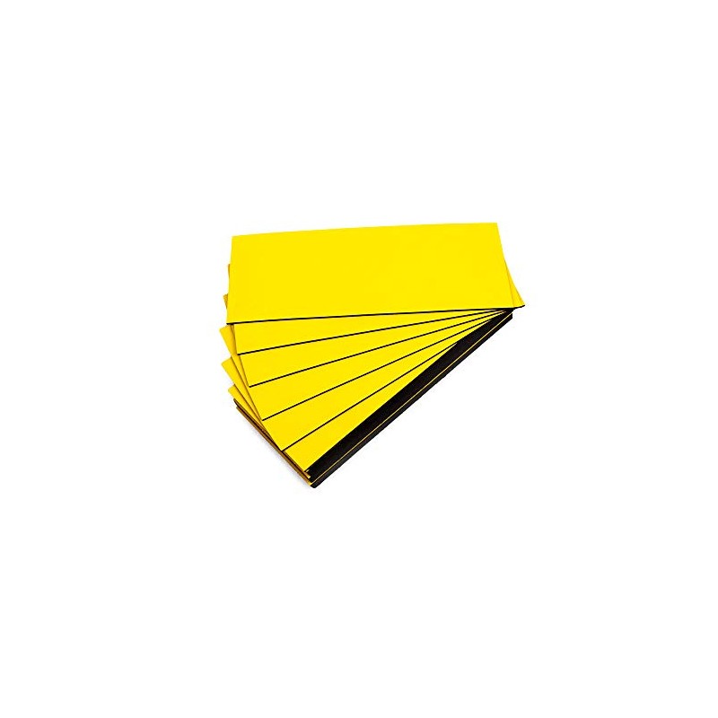 25 Coloured Magnetic Labels (Yellow, Length 5 cm - Width